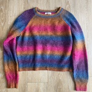 Steve Madden Wool Blend Vibrant Colorful Striped Sweater